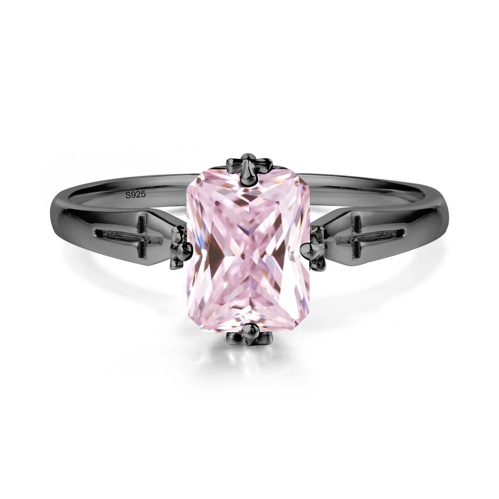 Halloween Emerlald Cut Pink Cubic Zirconia Ring - LUO Jewelry #metal_black finish sterling silver