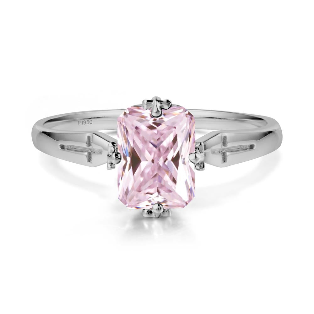 Halloween Emerlald Cut Pink Cubic Zirconia Ring - LUO Jewelry #metal_platinum