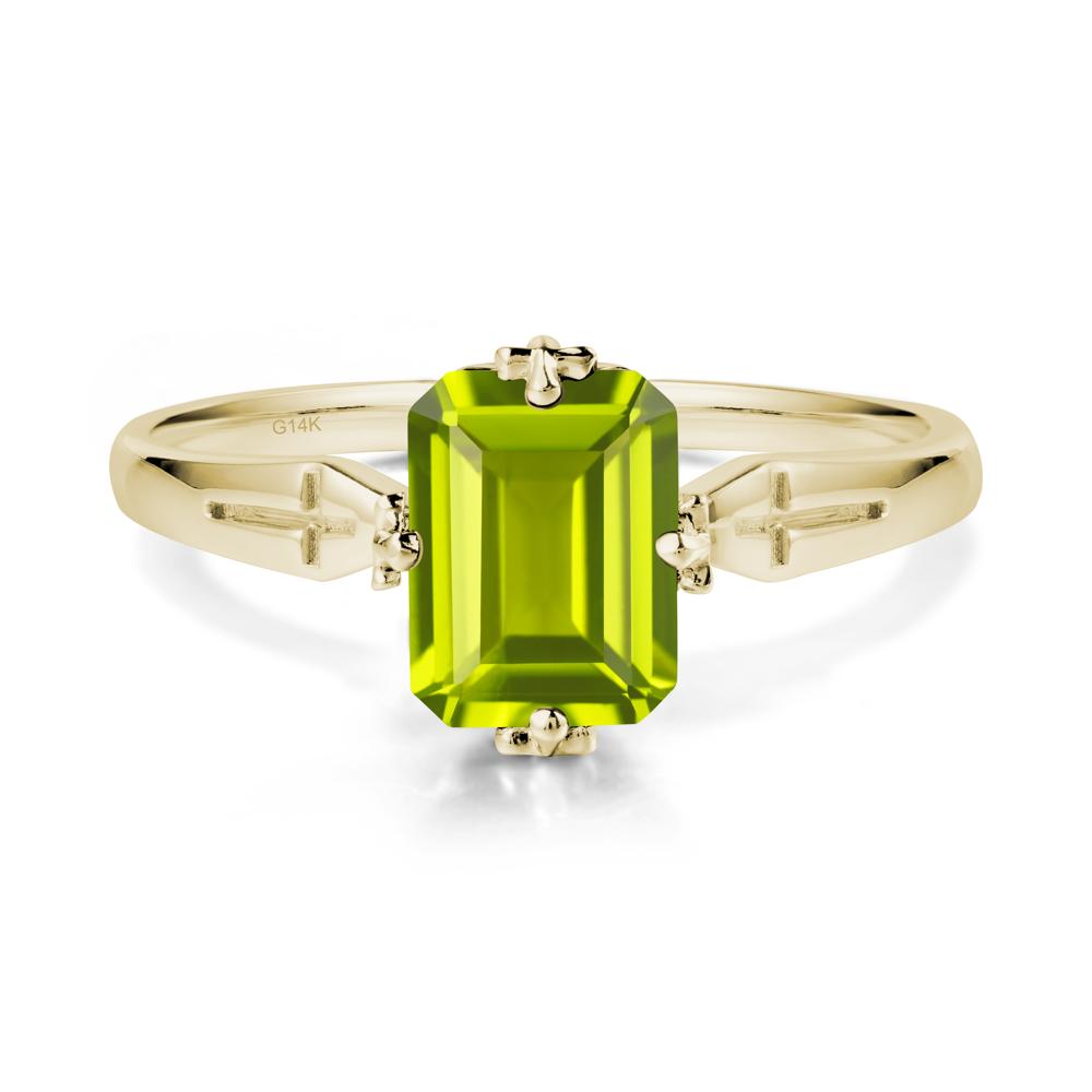 Simple Gothic Cross Peridot Ring - LUO Jewelry #metal_14k yellow gold