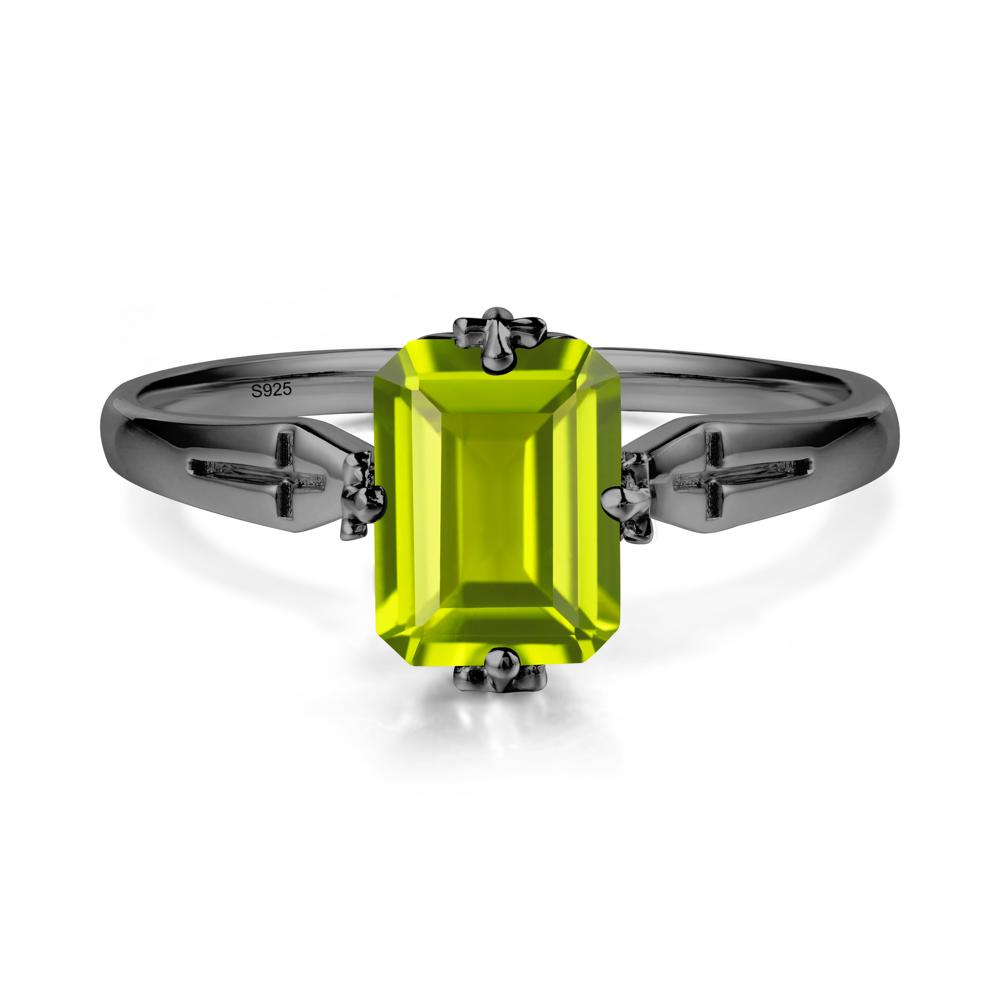 Simple Gothic Cross Peridot Ring - LUO Jewelry #metal_black finish sterling silver