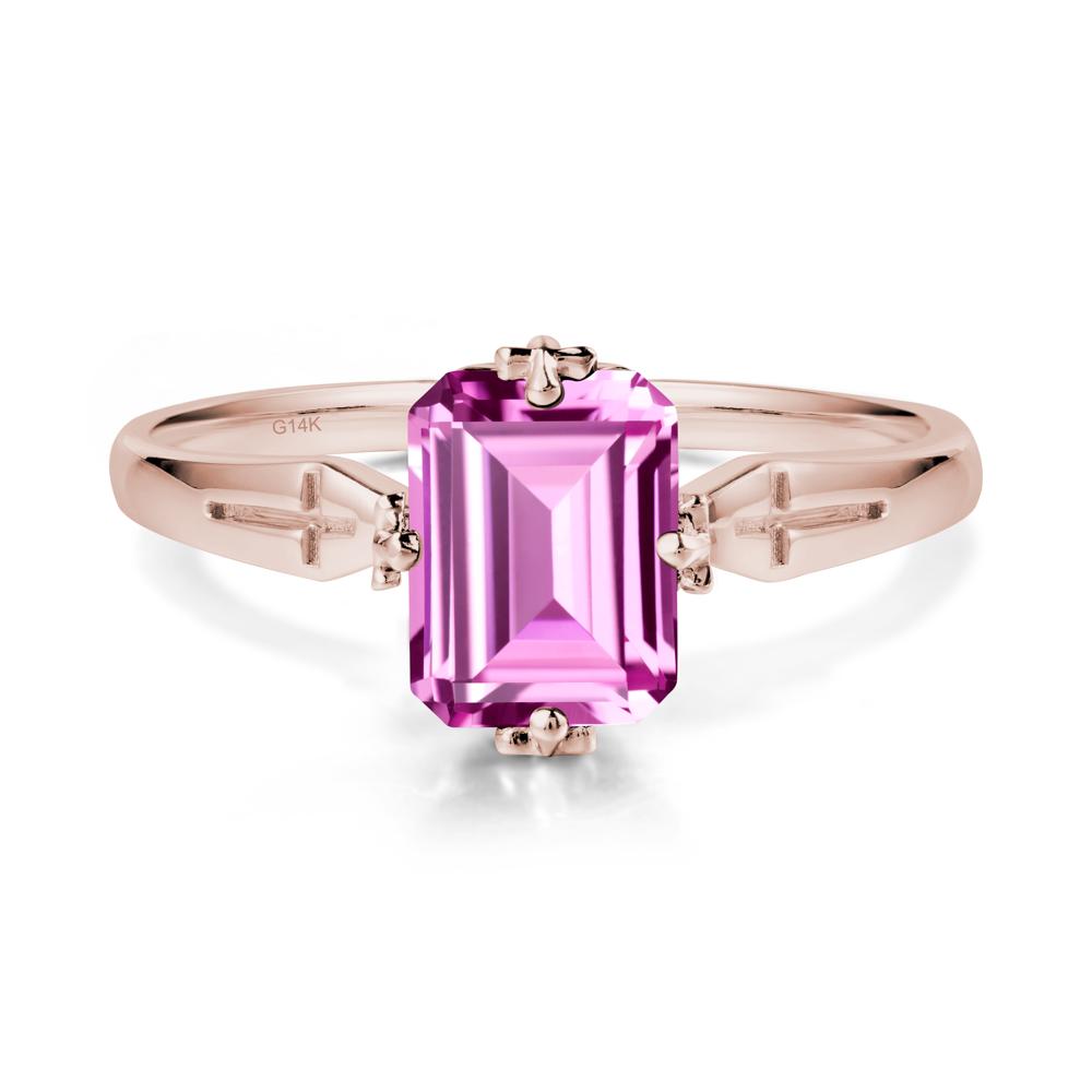 Halloween Emerlald Cut Pink Sapphire Ring - LUO Jewelry #metal_14k rose gold