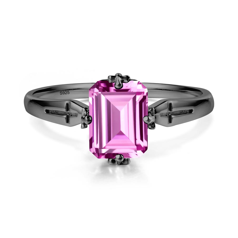 Halloween Emerlald Cut Pink Sapphire Ring - LUO Jewelry #metal_black finish sterling silver