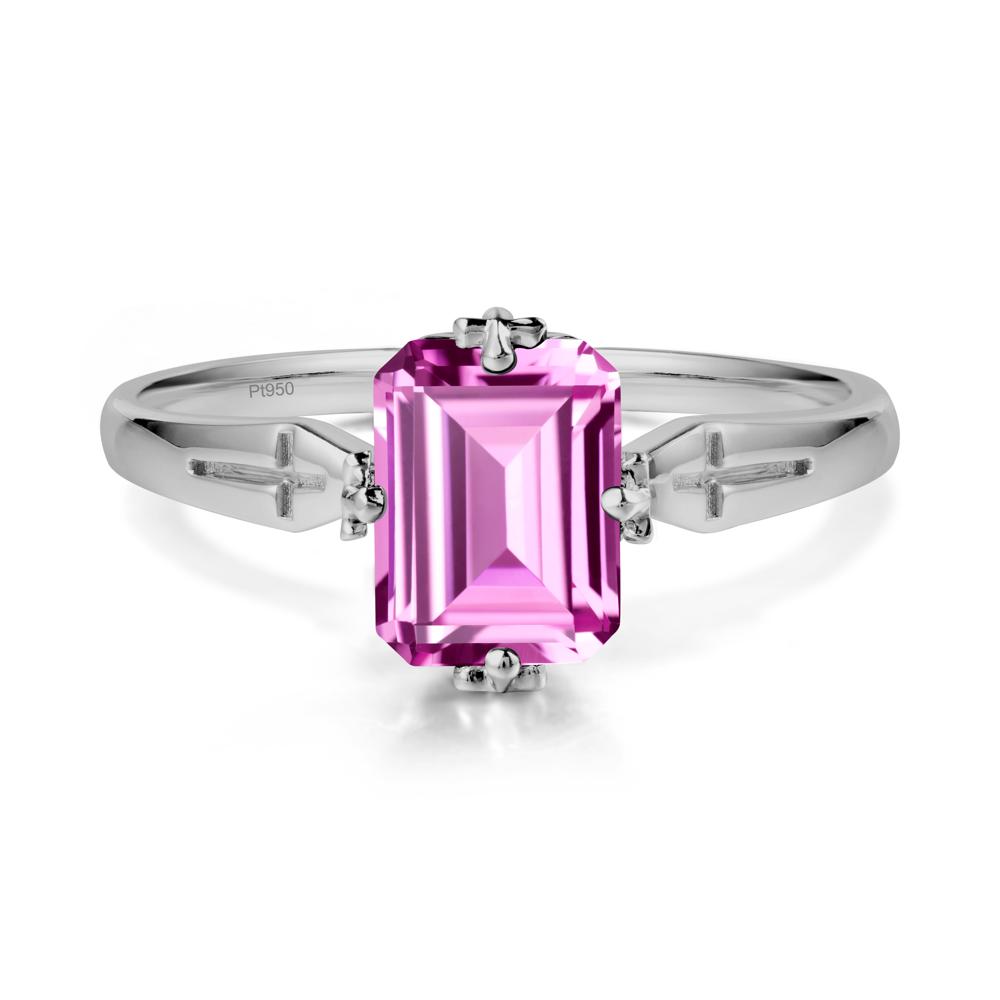Halloween Emerlald Cut Pink Sapphire Ring - LUO Jewelry #metal_platinum
