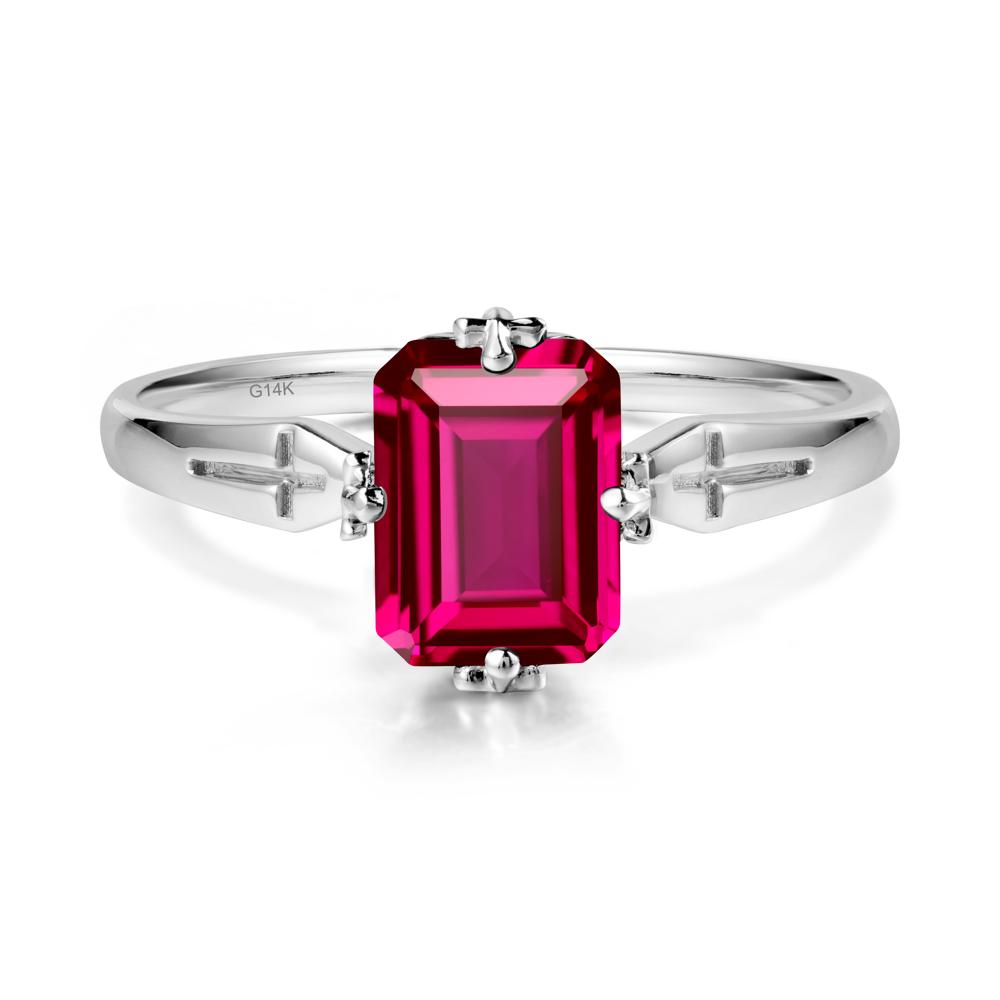 Simple Gothic Cross Ruby Ring - LUO Jewelry #metal_14k white gold