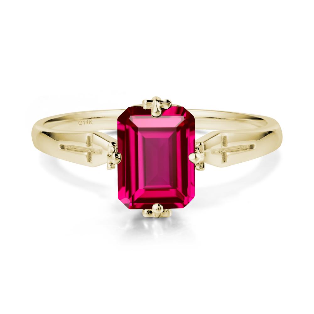 Simple Gothic Cross Ruby Ring - LUO Jewelry #metal_14k yellow gold