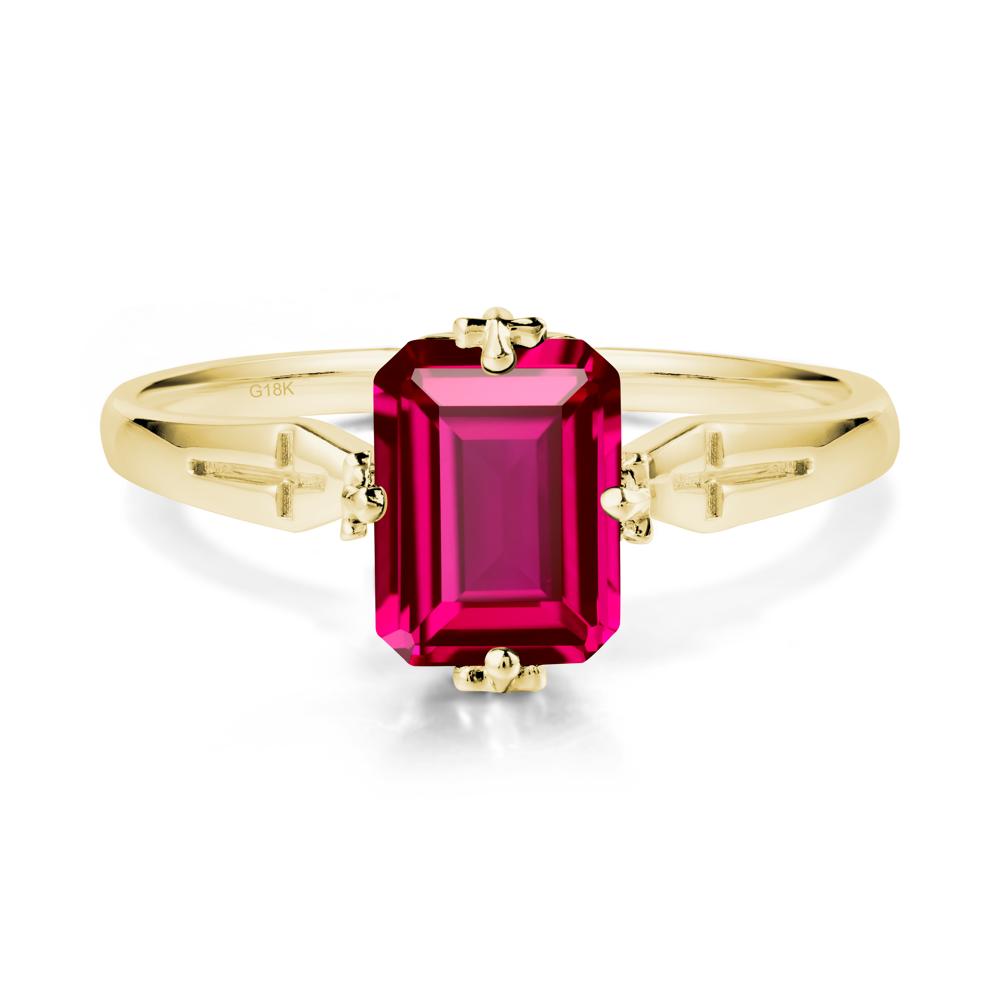 Simple Gothic Cross Ruby Ring - LUO Jewelry #metal_18k yellow gold