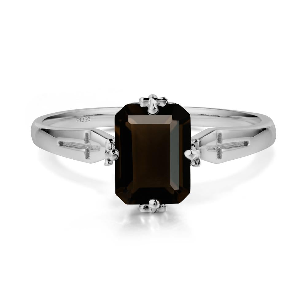 Solitaire Smoky Quartz Gothic Cross Ring - LUO Jewelry #metal_platinum