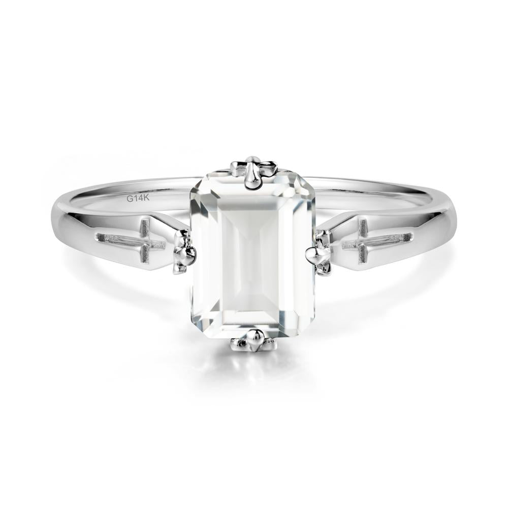 Simple Gothic Cross White Topaz Ring - LUO Jewelry #metal_14k white gold