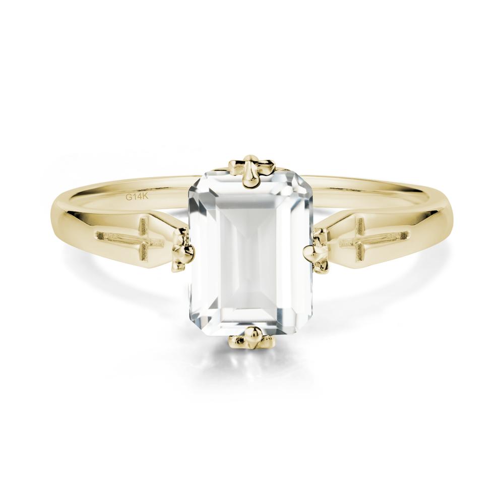 Simple Gothic Cross White Topaz Ring - LUO Jewelry #metal_14k yellow gold