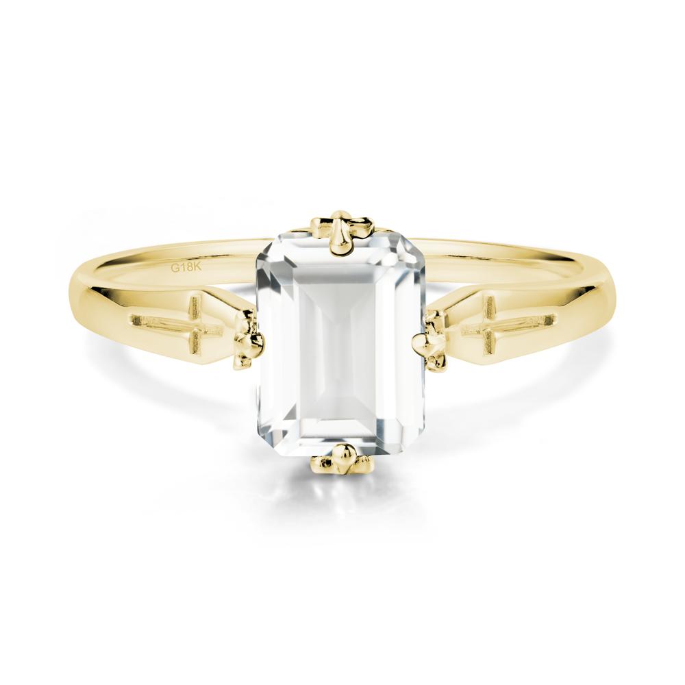 Simple Gothic Cross White Topaz Ring - LUO Jewelry #metal_18k yellow gold