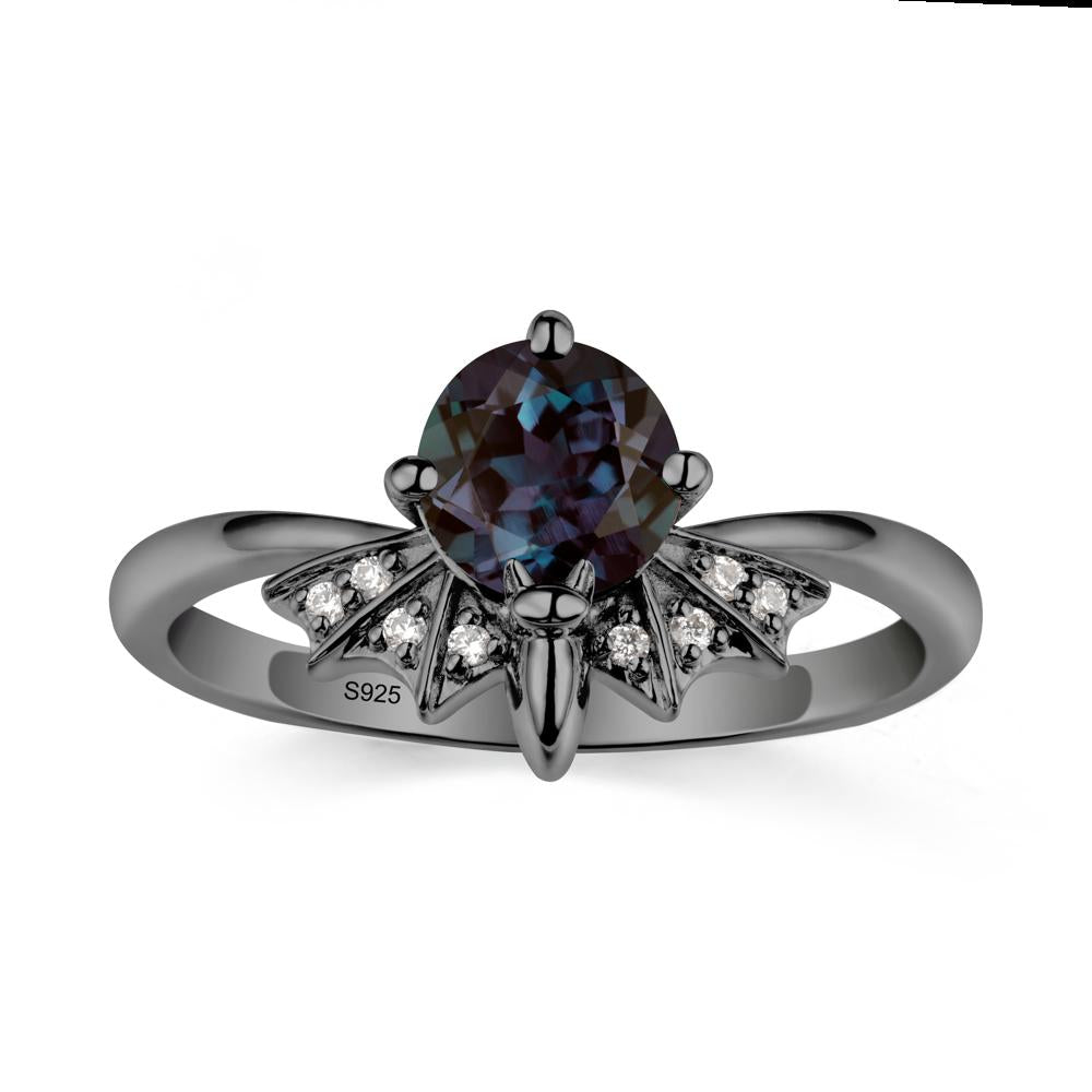 Gothic Bat Alexandrite Ring - LUO Jewelry #metal_black finish sterling silver