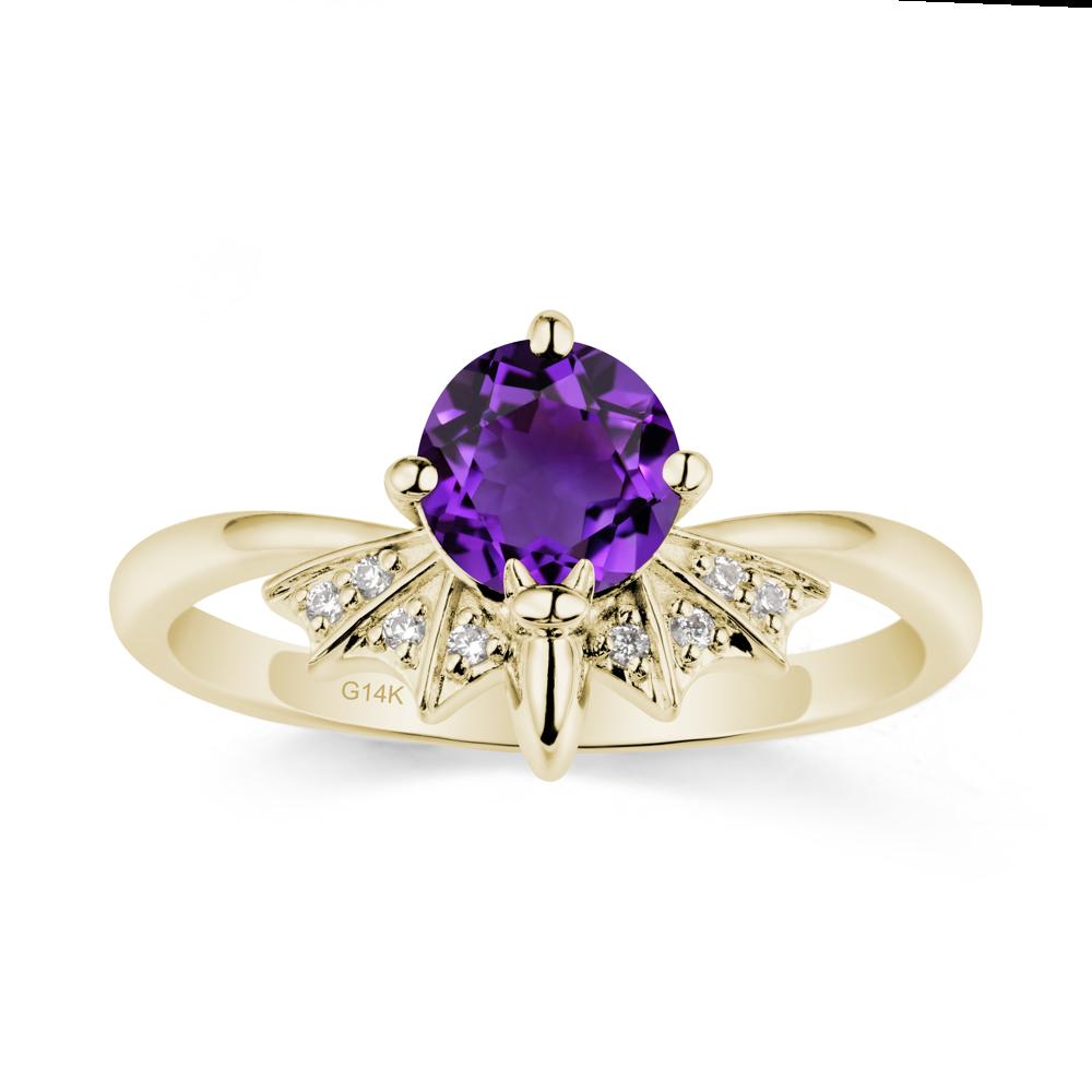 Round Cut Amethyst Bat Ring - LUO Jewelry #metal_14k yellow gold
