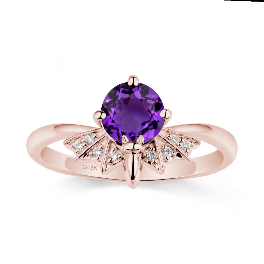Round Cut Amethyst Bat Ring - LUO Jewelry #metal_18k rose gold