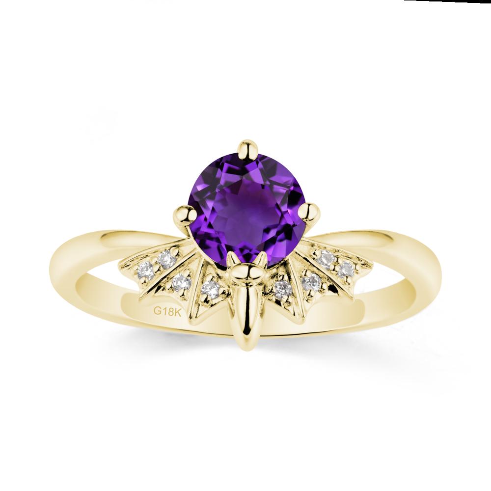 Round Cut Amethyst Bat Ring - LUO Jewelry #metal_18k yellow gold