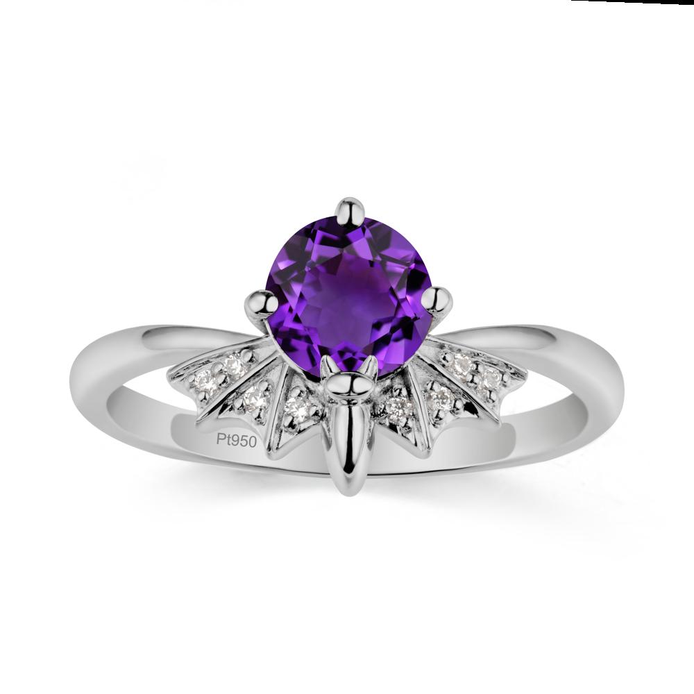 Round Cut Amethyst Bat Ring - LUO Jewelry #metal_platinum