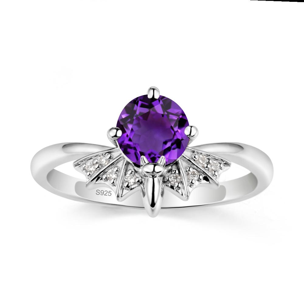 Round Cut Amethyst Bat Ring - LUO Jewelry #metal_sterling silver