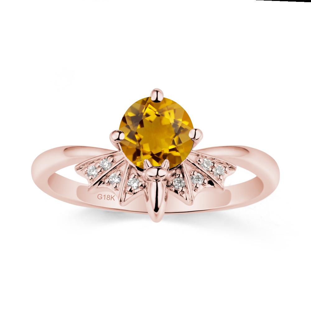 Gothic Bat Citrine Ring - LUO Jewelry #metal_18k rose gold