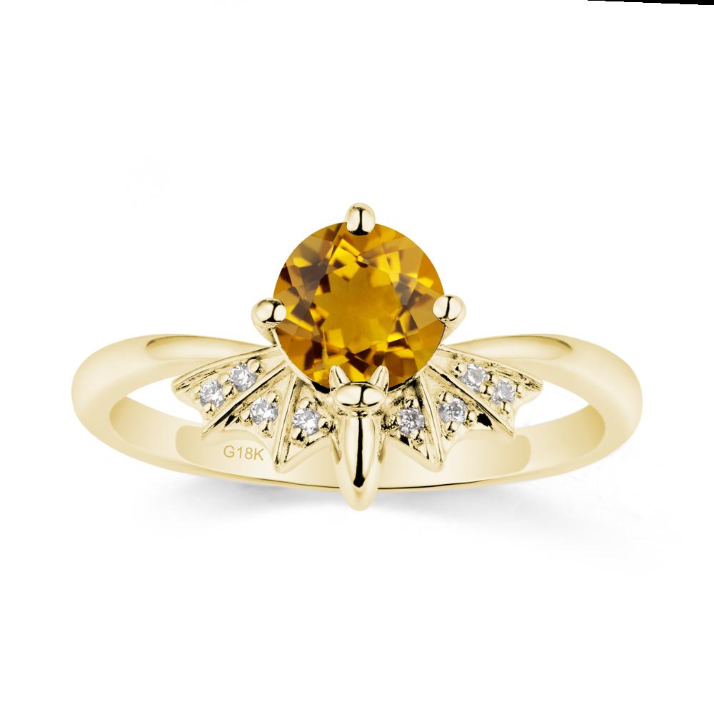Gothic Bat Citrine Ring - LUO Jewelry #metal_18k yellow gold