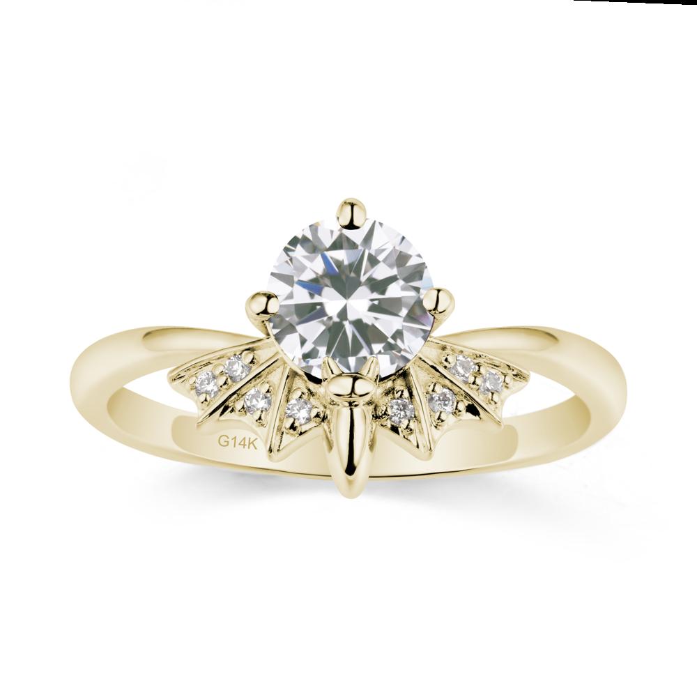 Round Cut Cubic Zirconia Bat Ring - LUO Jewelry #metal_14k yellow gold