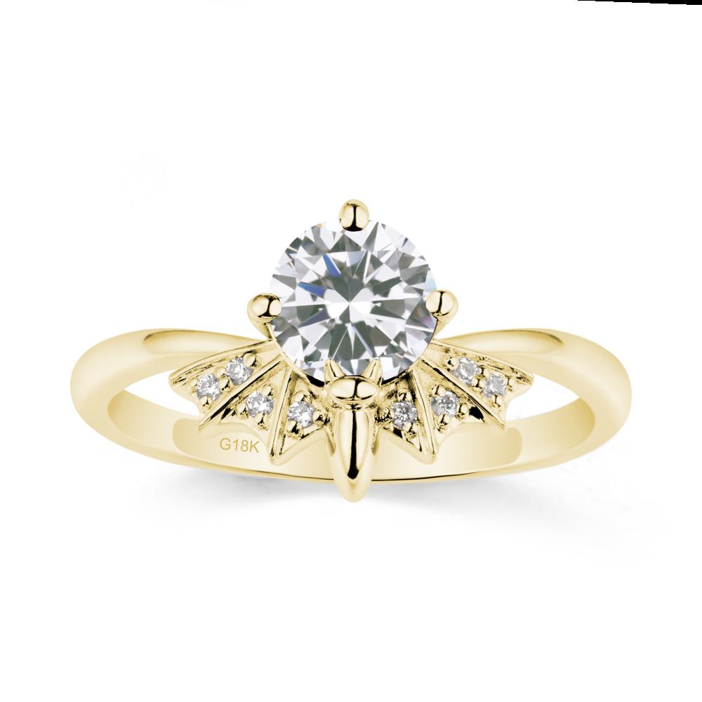Round Cut Cubic Zirconia Bat Ring - LUO Jewelry #metal_18k yellow gold
