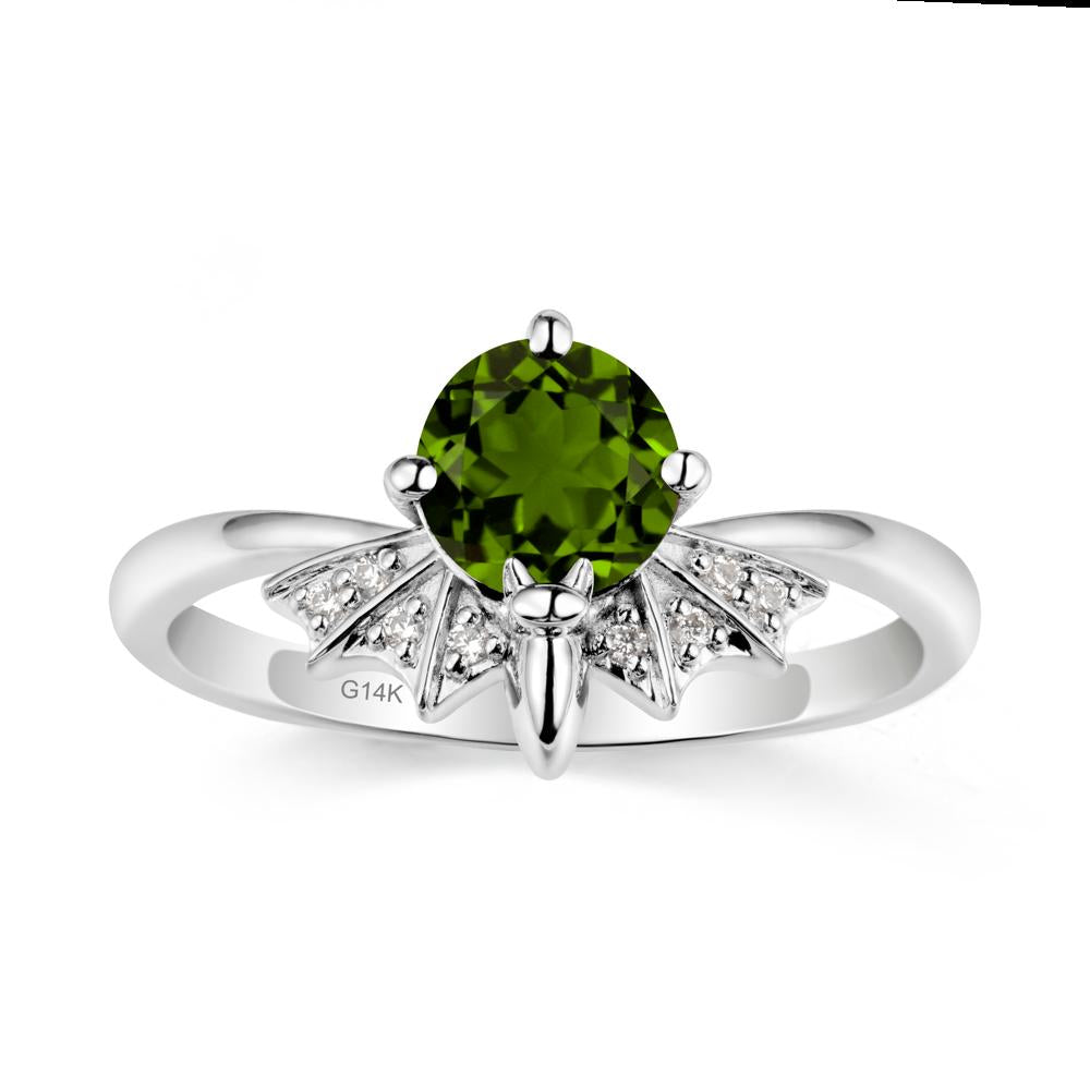 Gothic Bat Diopside Ring - LUO Jewelry #metal_14k white gold