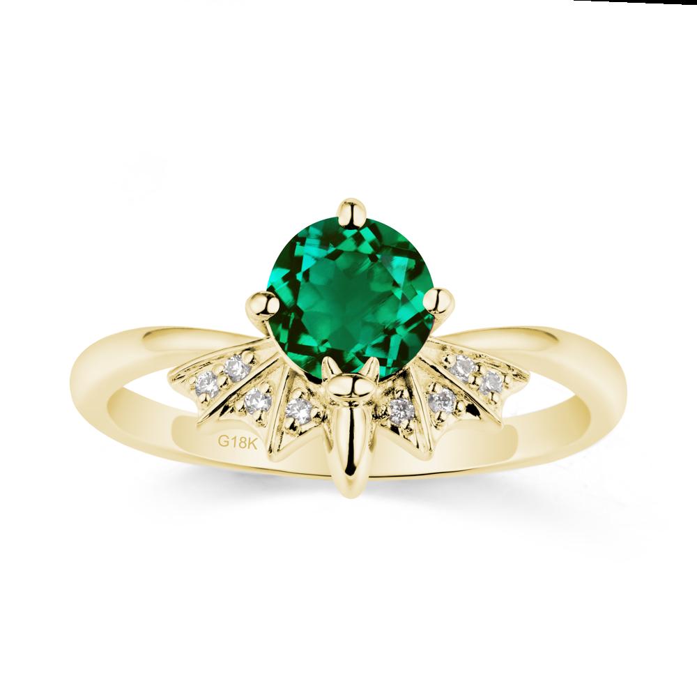 Round Cut Emerald Bat Ring - LUO Jewelry #metal_18k yellow gold