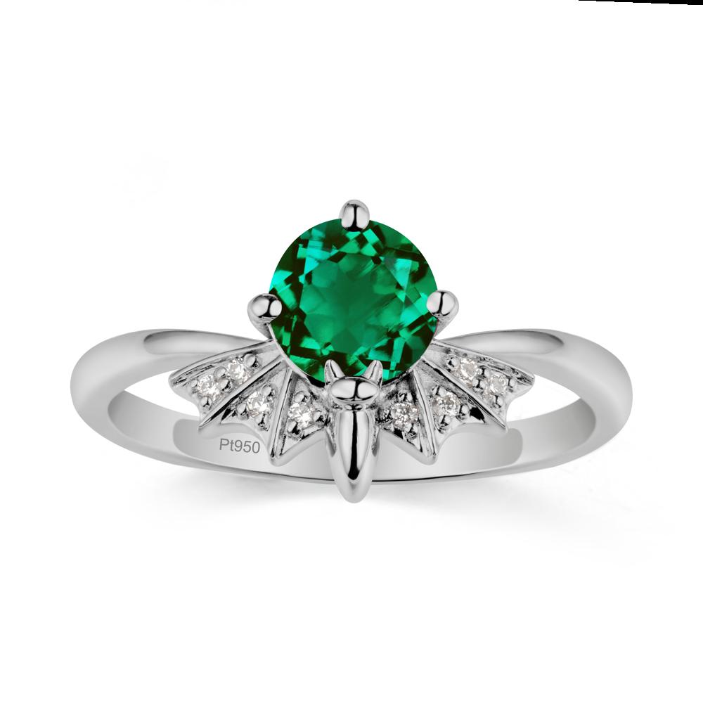 Round Cut Emerald Bat Ring - LUO Jewelry #metal_platinum