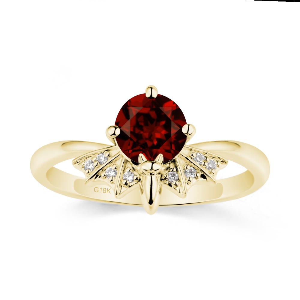 Gothic Bat Garnet Ring - LUO Jewelry #metal_18k yellow gold