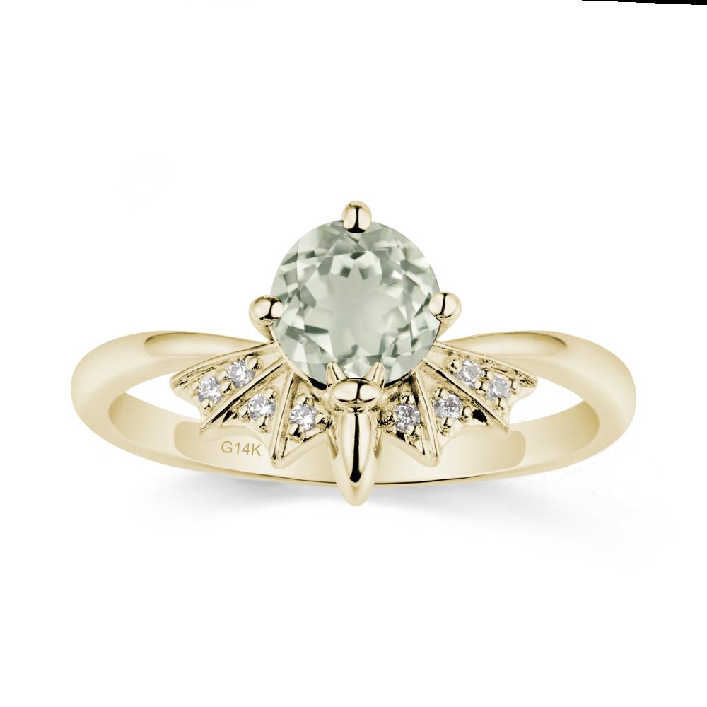 Round Cut Green Amethyst Bat Ring - LUO Jewelry #metal_14k yellow gold