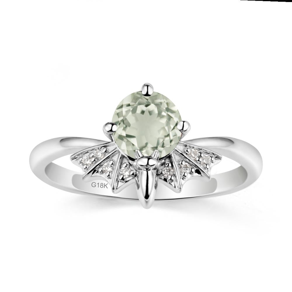 Round Cut Green Amethyst Bat Ring - LUO Jewelry #metal_18k white gold