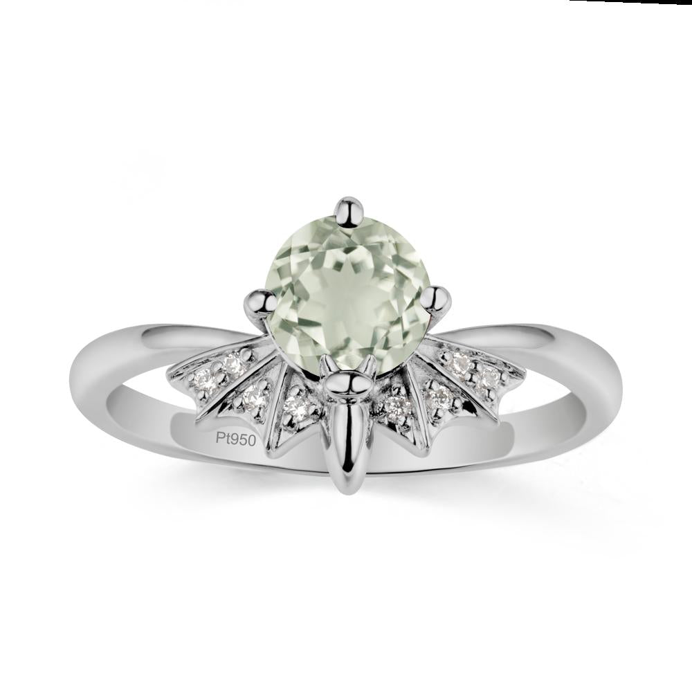 Round Cut Green Amethyst Bat Ring - LUO Jewelry #metal_platinum