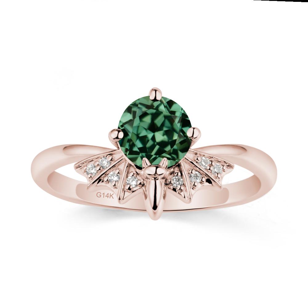 Gothic Bat Green Sapphire Ring - LUO Jewelry #metal_14k rose gold