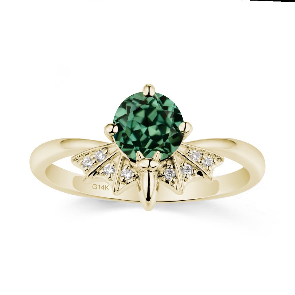 Gothic Bat Green Sapphire Ring - LUO Jewelry #metal_14k yellow gold