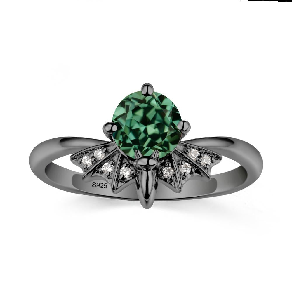 Gothic Bat Green Sapphire Ring - LUO Jewelry #metal_black finish sterling silver