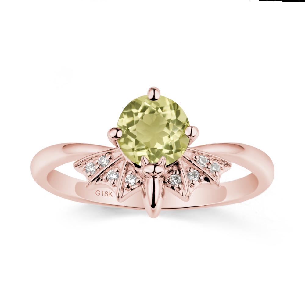Round Cut Lemon Quartz Bat Ring - LUO Jewelry #metal_18k rose gold