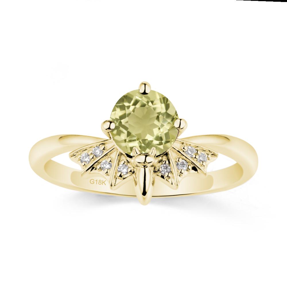 Round Cut Lemon Quartz Bat Ring - LUO Jewelry #metal_18k yellow gold