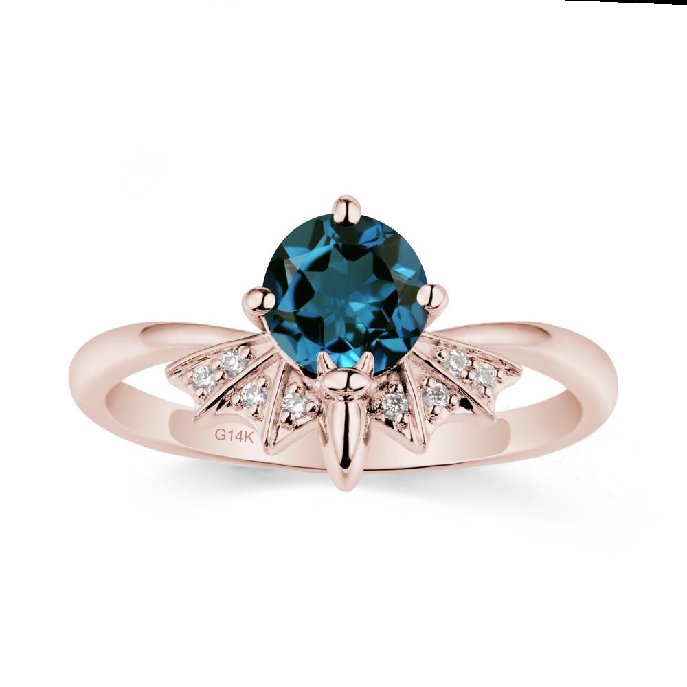 Gothic Bat London Blue Topaz Ring - LUO Jewelry #metal_14k rose gold