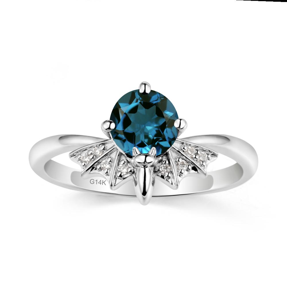 Gothic Bat London Blue Topaz Ring - LUO Jewelry #metal_14k white gold