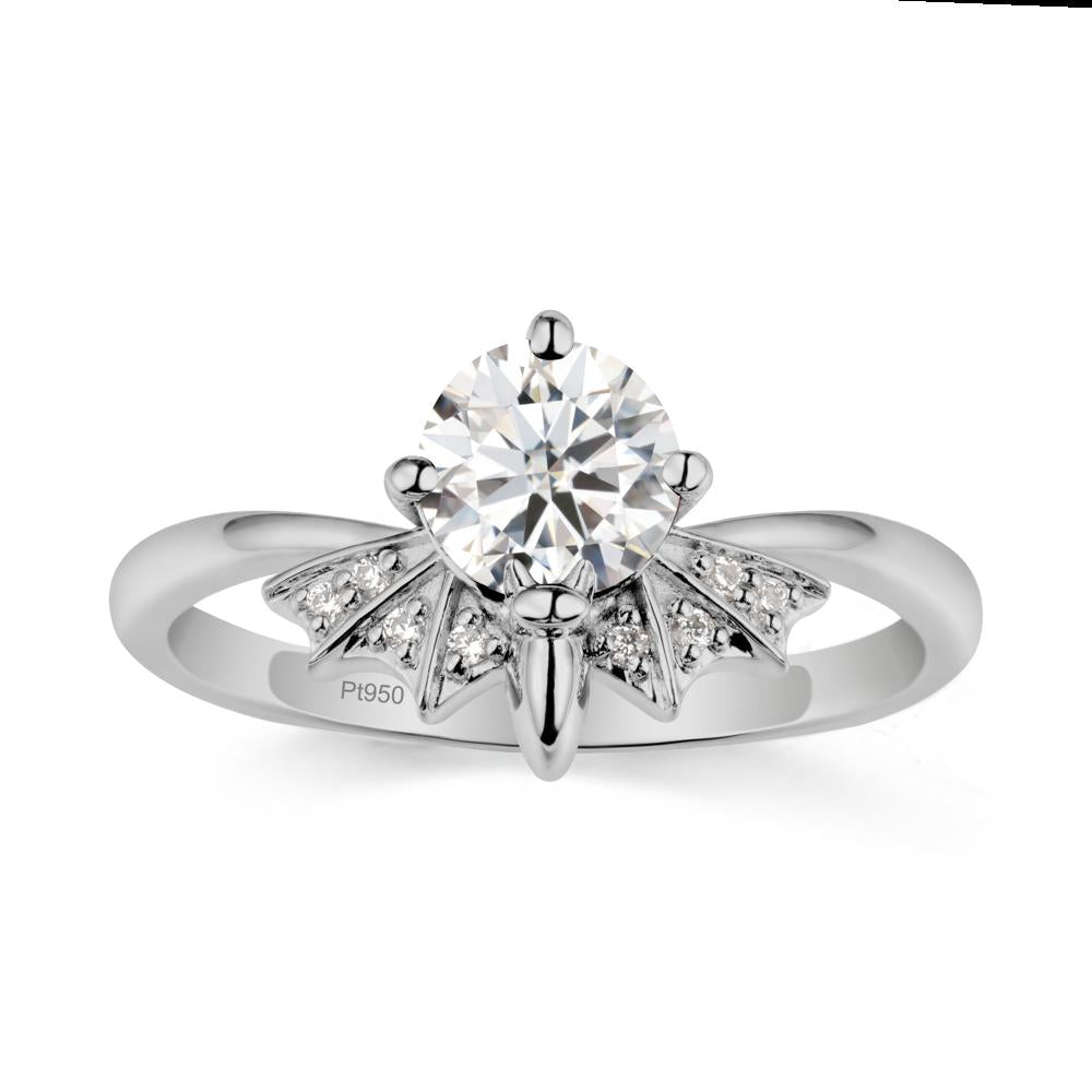 Round Cut Moissanite Bat Ring - LUO Jewelry #metal_platinum