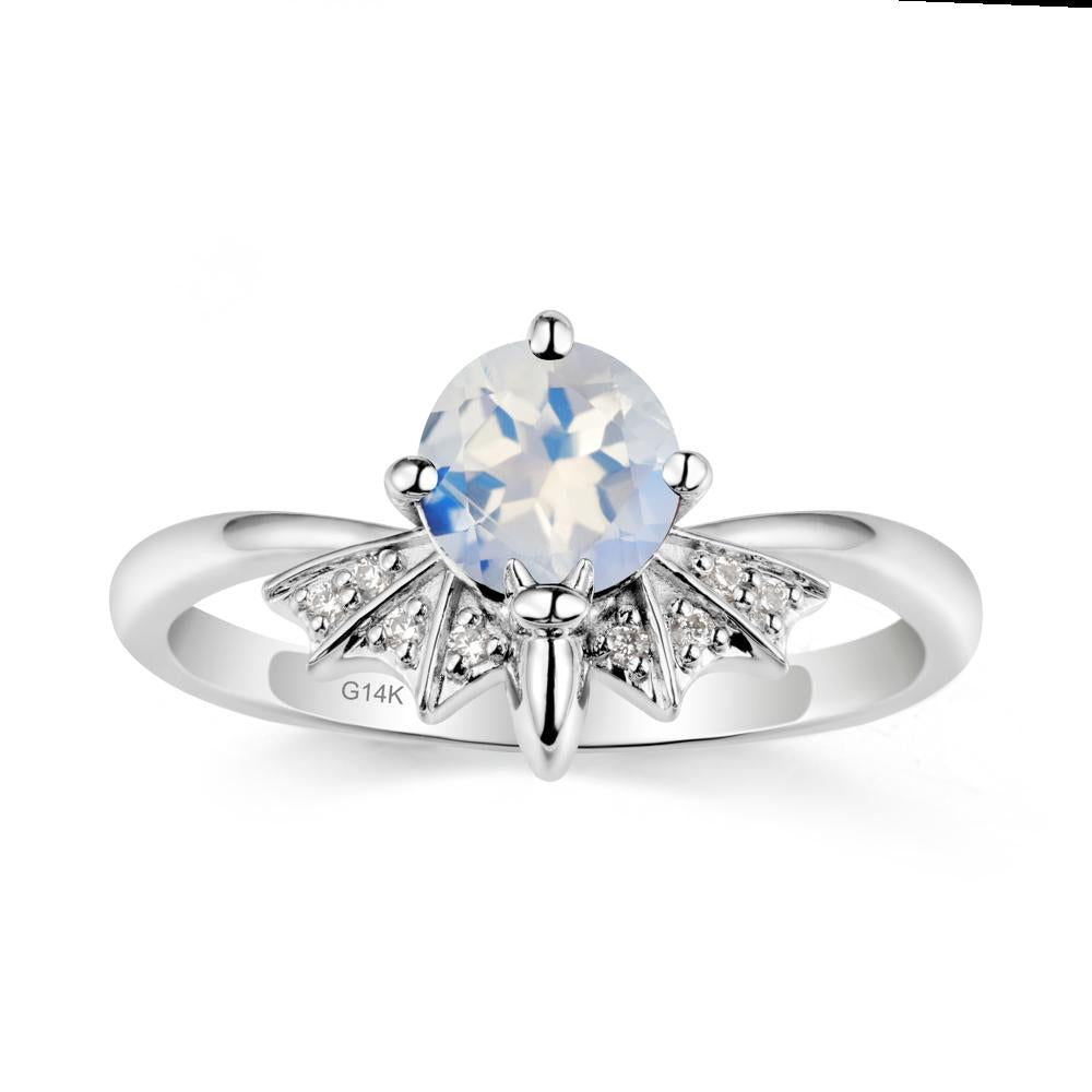 Gothic Bat Moonstone Ring - LUO Jewelry #metal_14k white gold