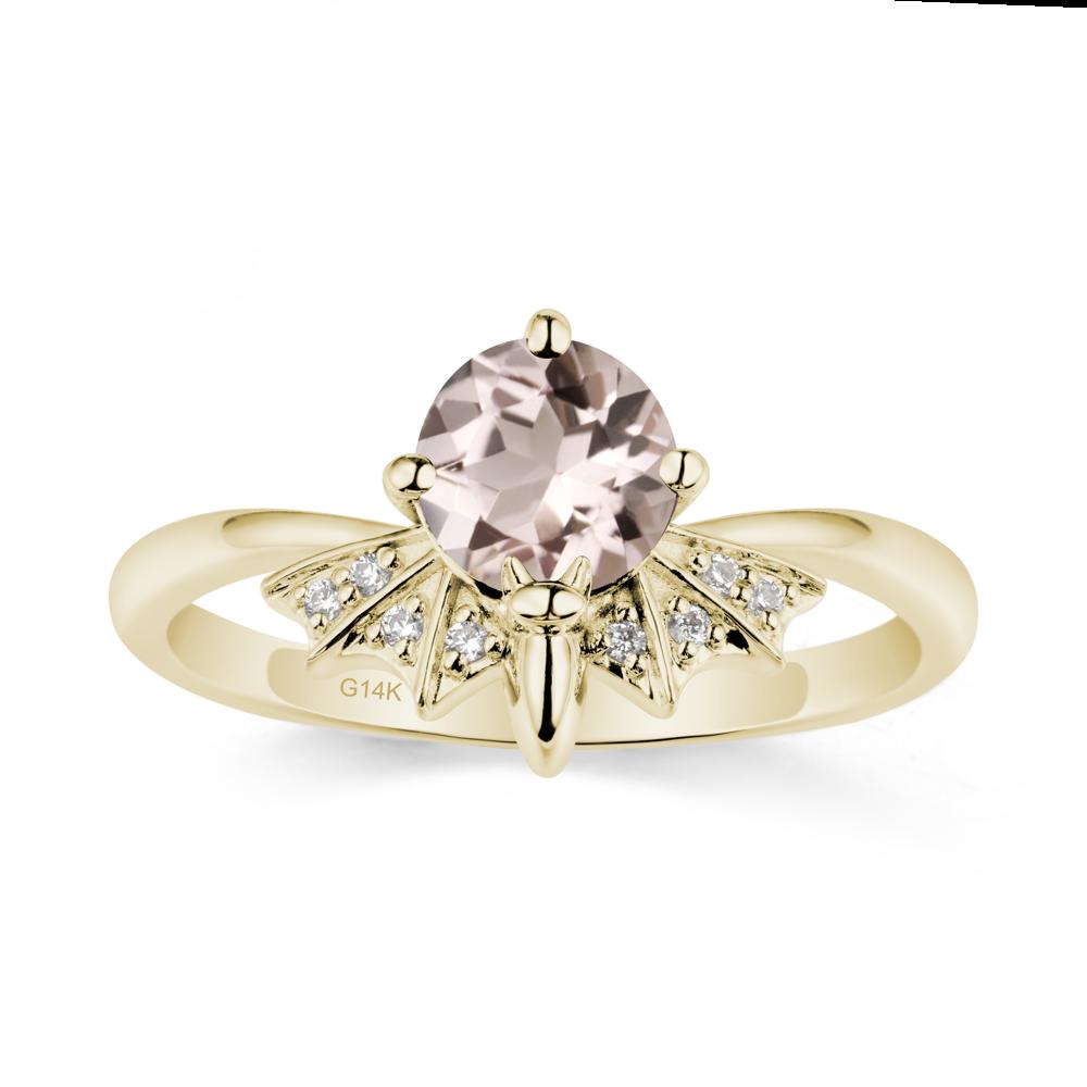 Round Cut Morganite Bat Ring - LUO Jewelry #metal_14k yellow gold