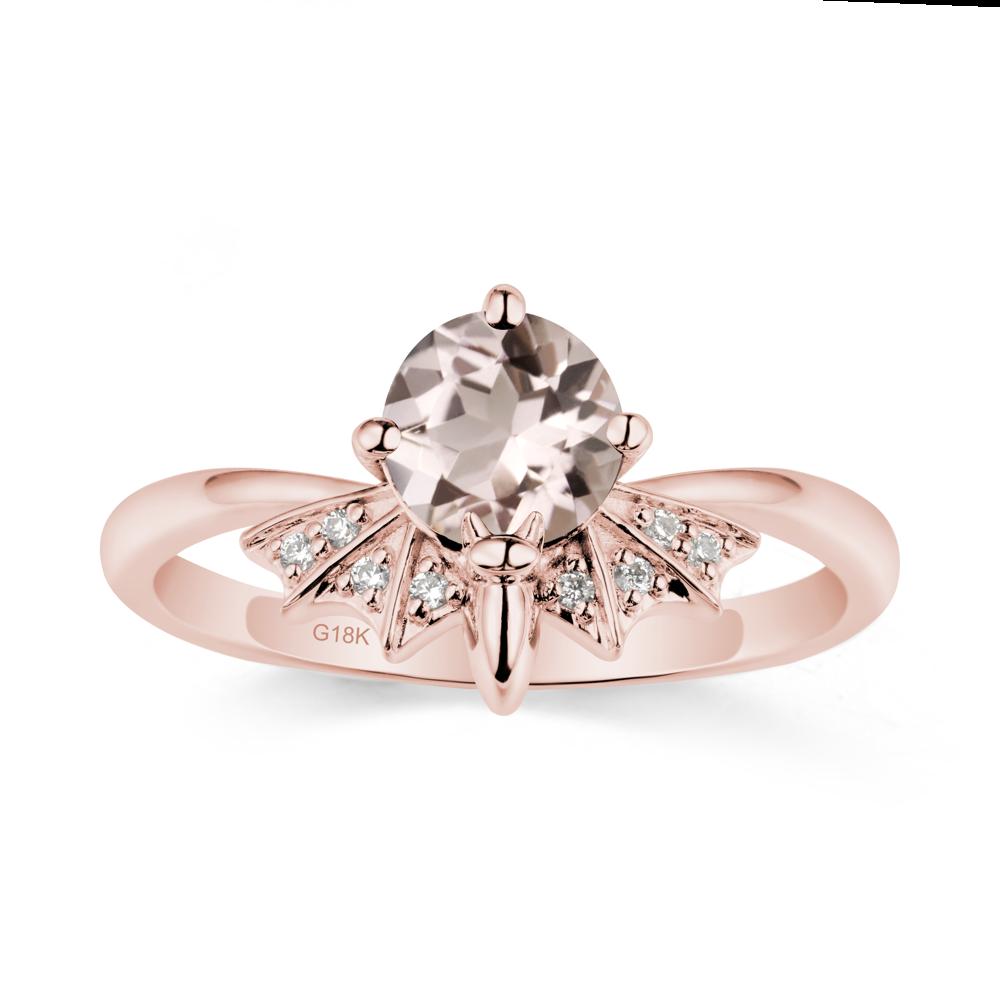 Round Cut Morganite Bat Ring - LUO Jewelry #metal_18k rose gold