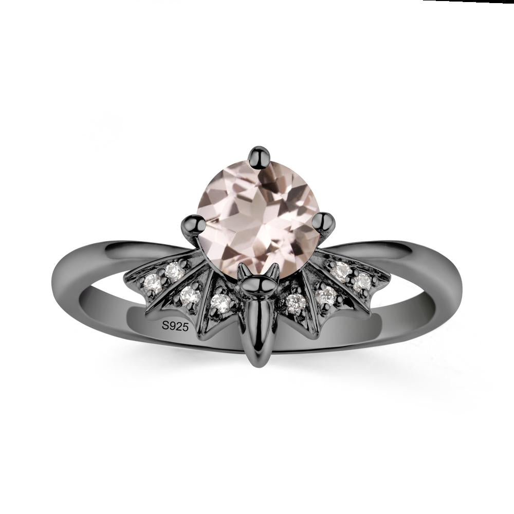 Round Cut Morganite Bat Ring - LUO Jewelry #metal_black finish sterling silver