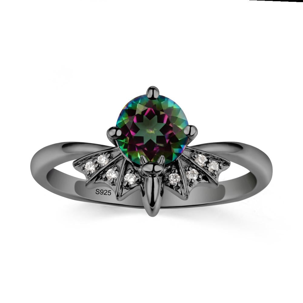 Gothic Bat Mystic Topaz Ring - LUO Jewelry #metal_black finish sterling silver