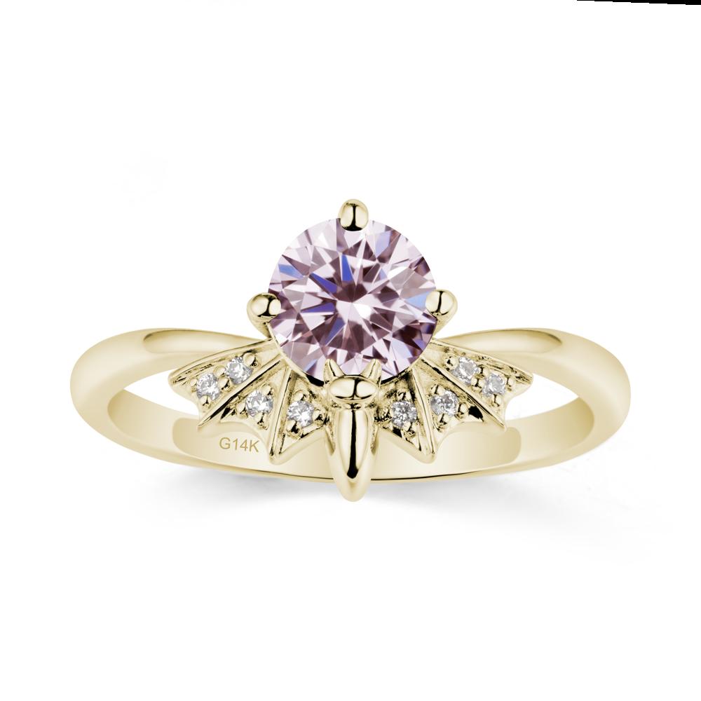 Round Cut Pink Cubic Zirconia Bat Ring - LUO Jewelry #metal_14k yellow gold