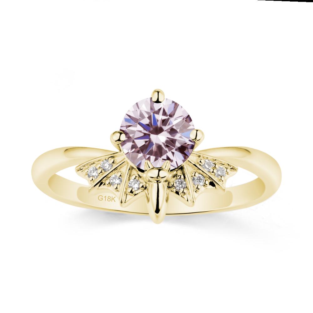 Round Cut Pink Cubic Zirconia Bat Ring - LUO Jewelry #metal_18k yellow gold