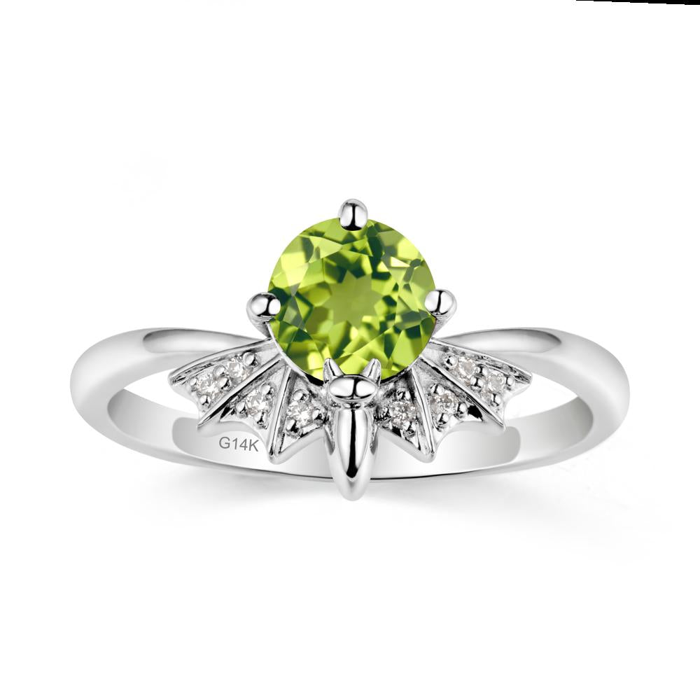 Gothic Bat Peridot Ring - LUO Jewelry #metal_14k white gold
