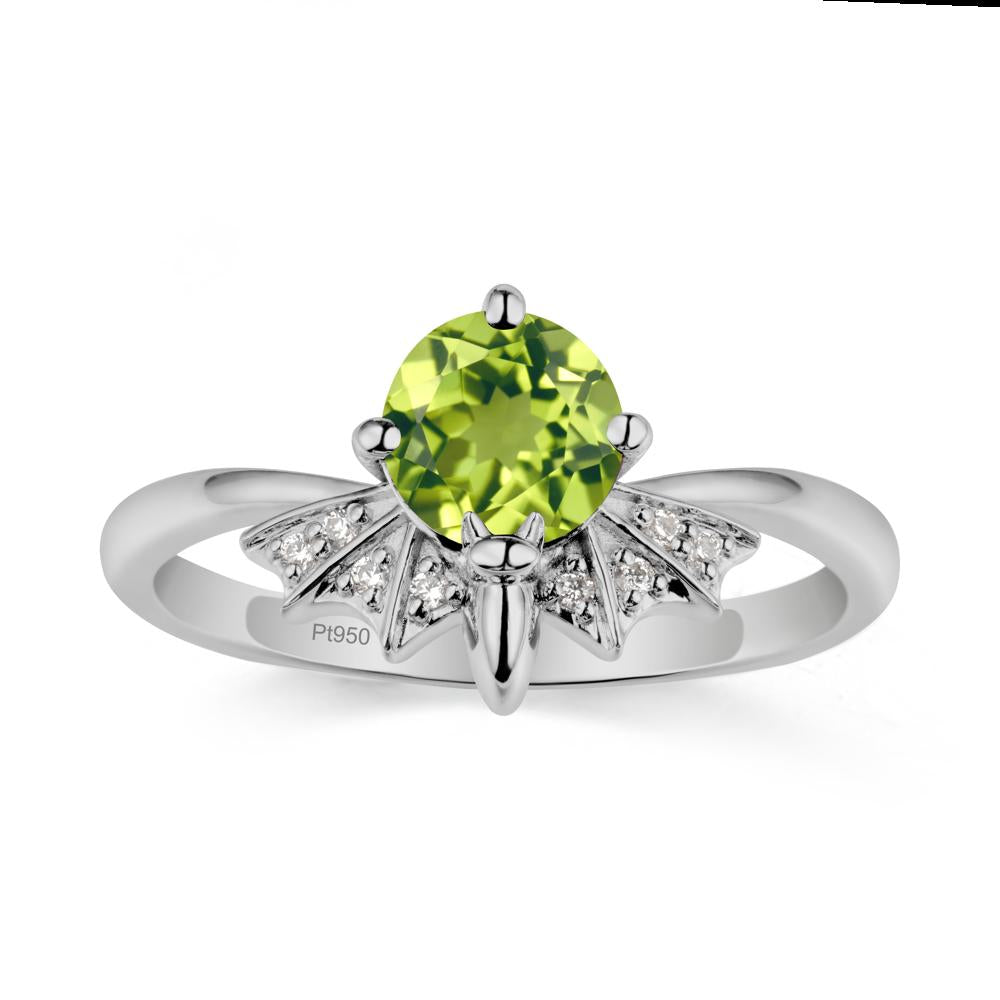Gothic Bat Peridot Ring - LUO Jewelry #metal_platinum