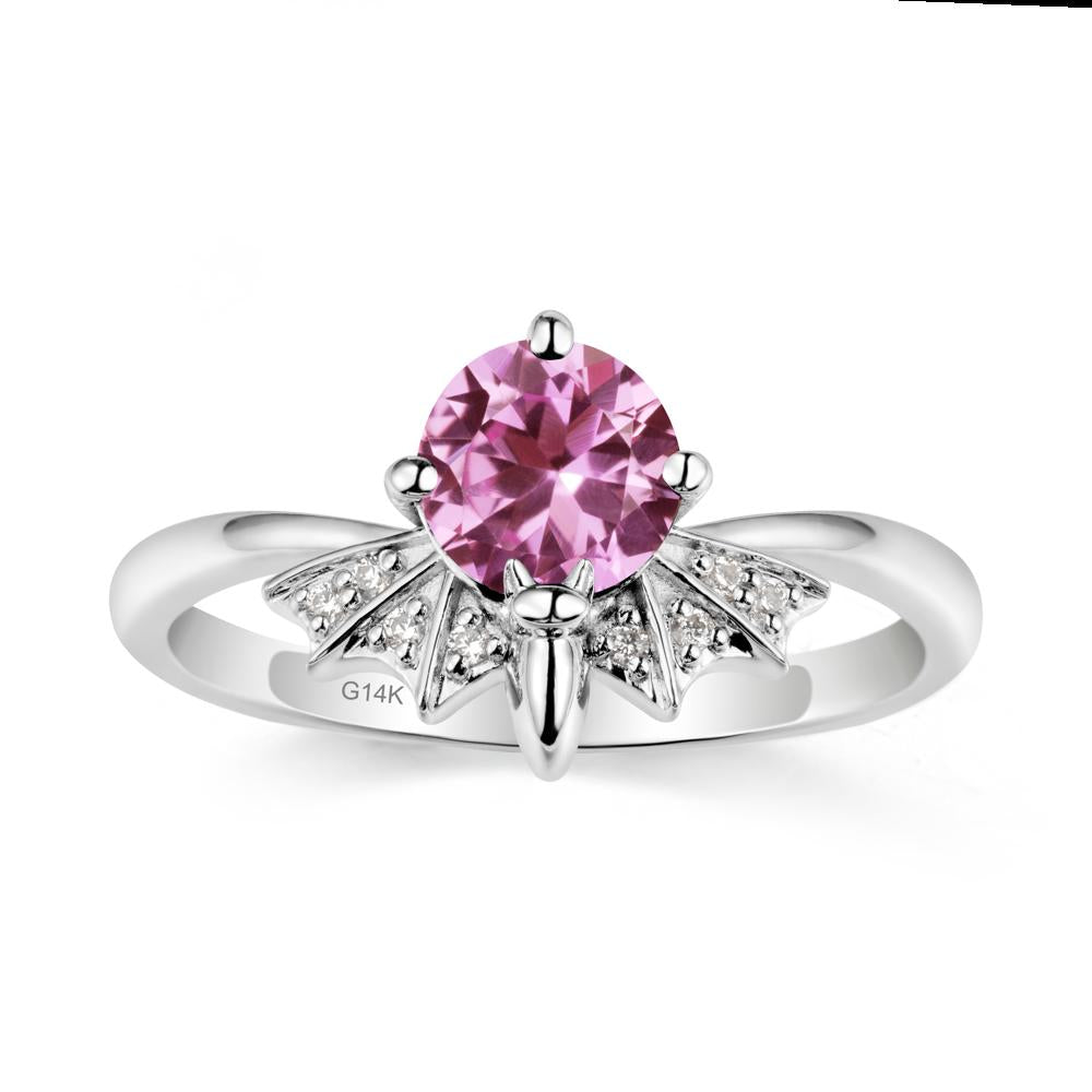 Gothic Bat Pink Sapphire Ring - LUO Jewelry #metal_14k white gold