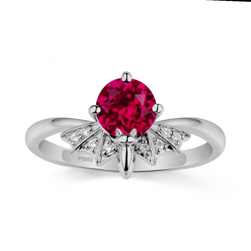 Gothic Bat Ruby Ring - LUO Jewelry #metal_platinum
